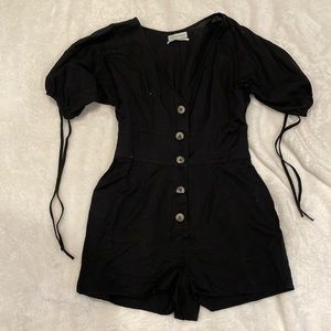 Urban Outfitters Dark Blue Ruffle Sleeve Romper